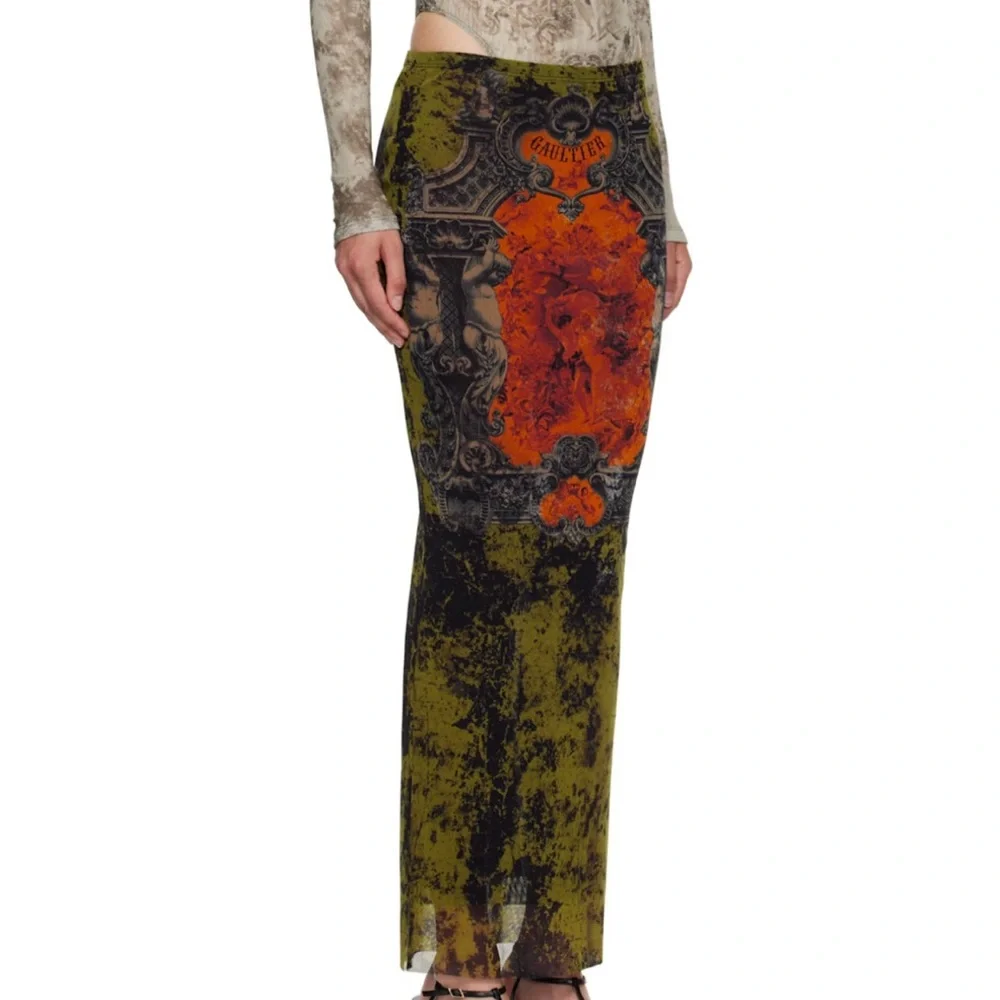 Jean Paul Gaultier Orange and Black Maxi Skirt - Picture 3 of 8